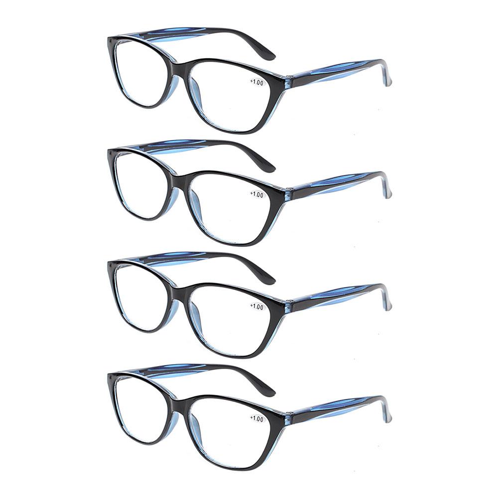 

4 Pack Reading Eyeglasses Men and Women HD Optical Reader Eyeglasses Trendy Spring Hinge Cat s Eye Decorative Eyeglasses 0~600 3.5