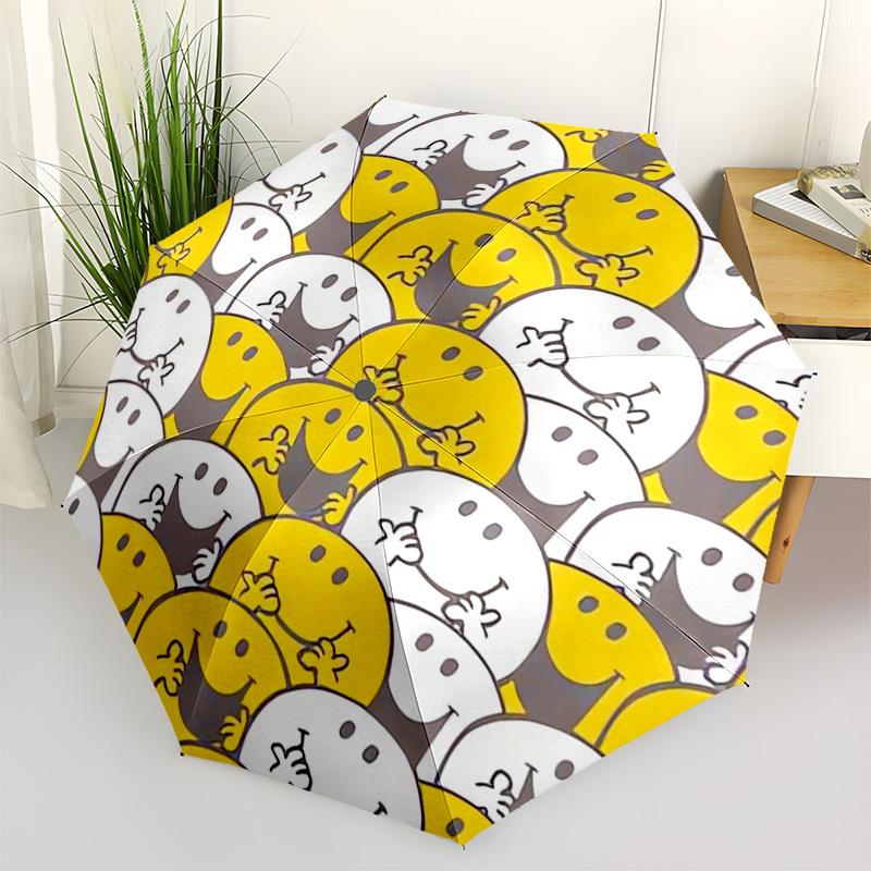 1pc Smiley Faces Pattern Umbrella with Plastic Handle,Suitable for All Seasons Home Travel Outdoor UmbrellaFP068