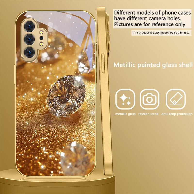 

Блестящие золотые бриллианты Для Samsung A 01 52S A04 A05S A10 A12 A13 22 23 24 36 42 M02 Note 10 20Ultra 8 9 Золотой стеклянный чехол для телефона Galaxy A03 Core