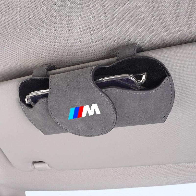Leather Car Glasses Case Sunglasses Storage Box Clip Holder For BMW M E46 E36 E34 F10 E90 F30 E60 F30 E53 E30 E92 E87 Sticker cyhk37