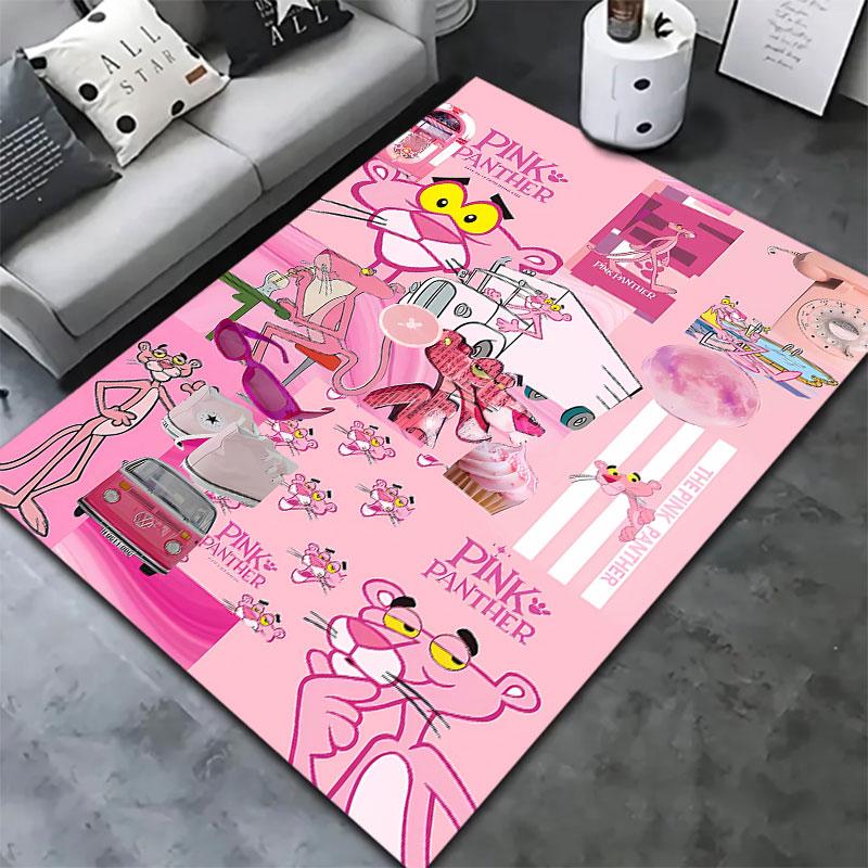Tappeto Rosa Pantera per Soggiorno Camera da Letto Casa Decorazione Divano, Tappetino Antiscivolo per Giochi Bambini