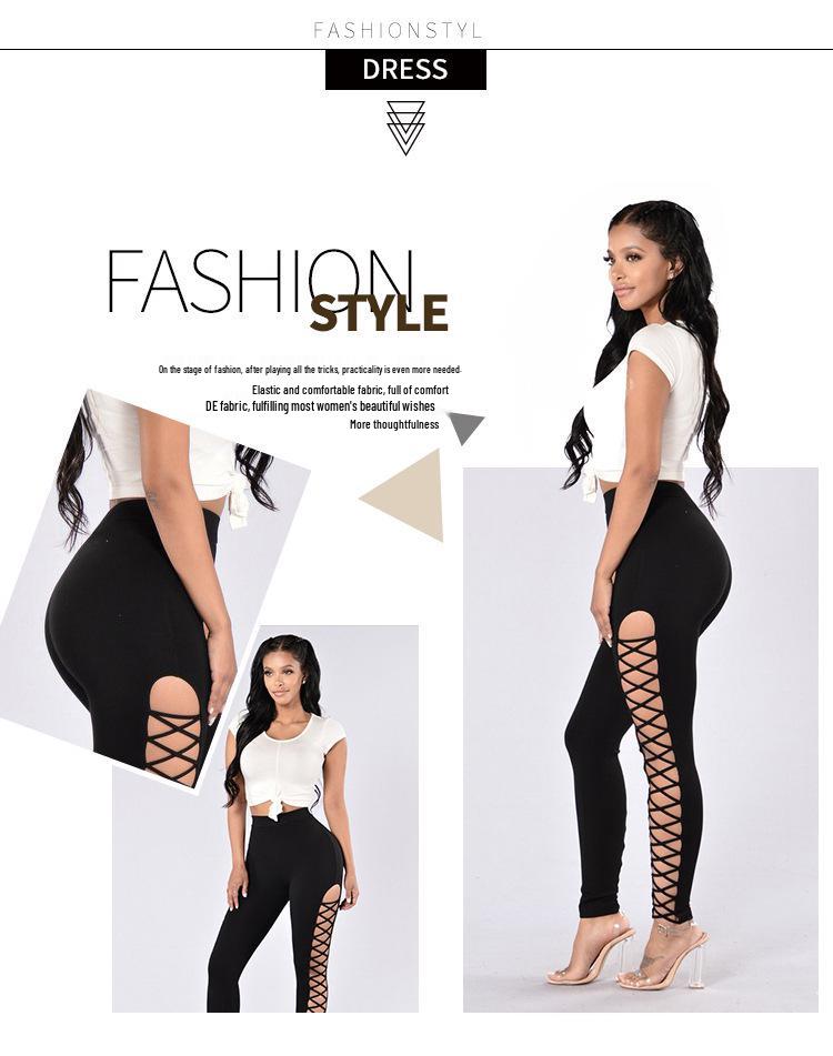 Meiluoshi Snøring Kryss-Side Leggings - Ny Europeisk & Amerikansk Stil for Vår/Høst, Perfekte Dame-Utfluktsbukser.