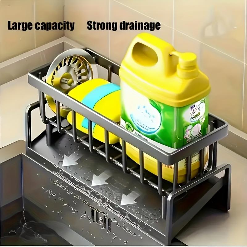 Stainless Steel Sink Organizer: Drain Rack for Sponge, Brush & Soap. Space-Saving & Easy To Clean.