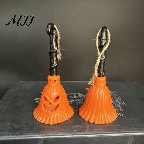 Hanging Broom Decor Halloween Pumpkin Light, LED Witch Lamp, Light Spooky Decorative for Holiday Party Shape