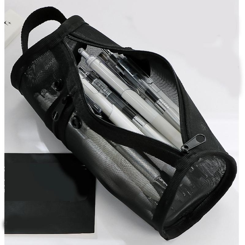 Large Capacity Pencil Bag Cylindrical Pencil Case Pen Pouch Clear Pencil Pouch Pen Case School Office Supplies