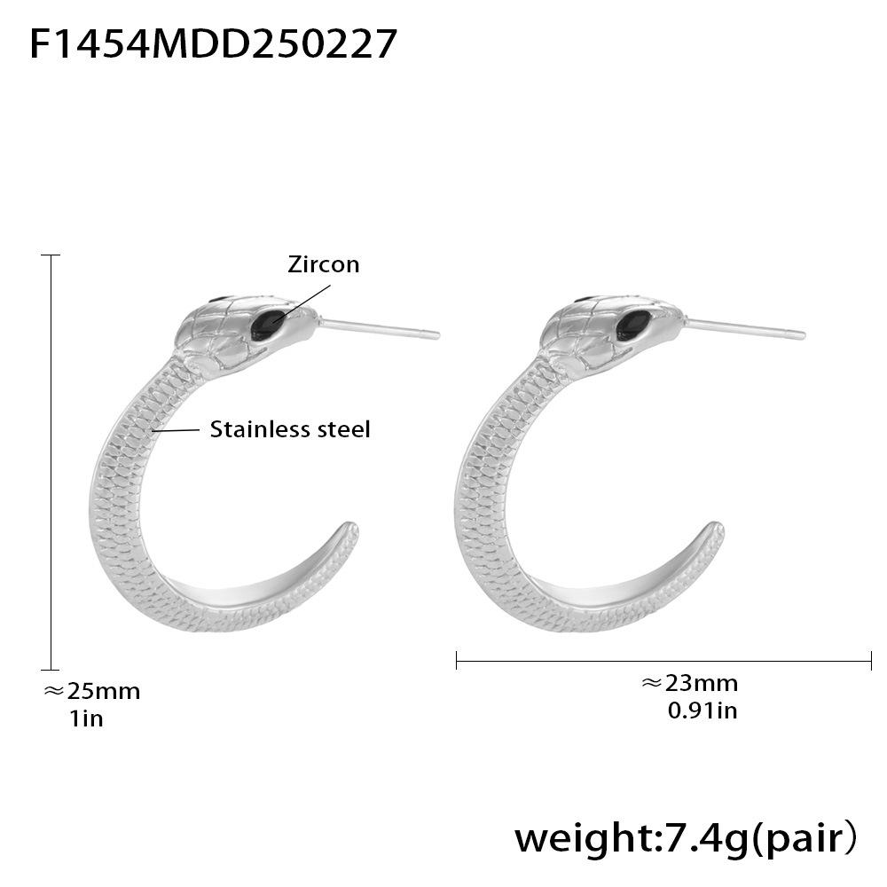 

Square Green Eye Zircon French Snake Earrings - Women s Light Luxury Minimalist 18k Titanium Steel Ear Cuffs.