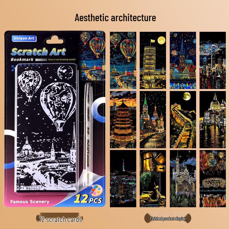 Färgglada DIY Skrapkonst Sticky Notes för Barn - Kreativa Stresslindrande Bokmärken