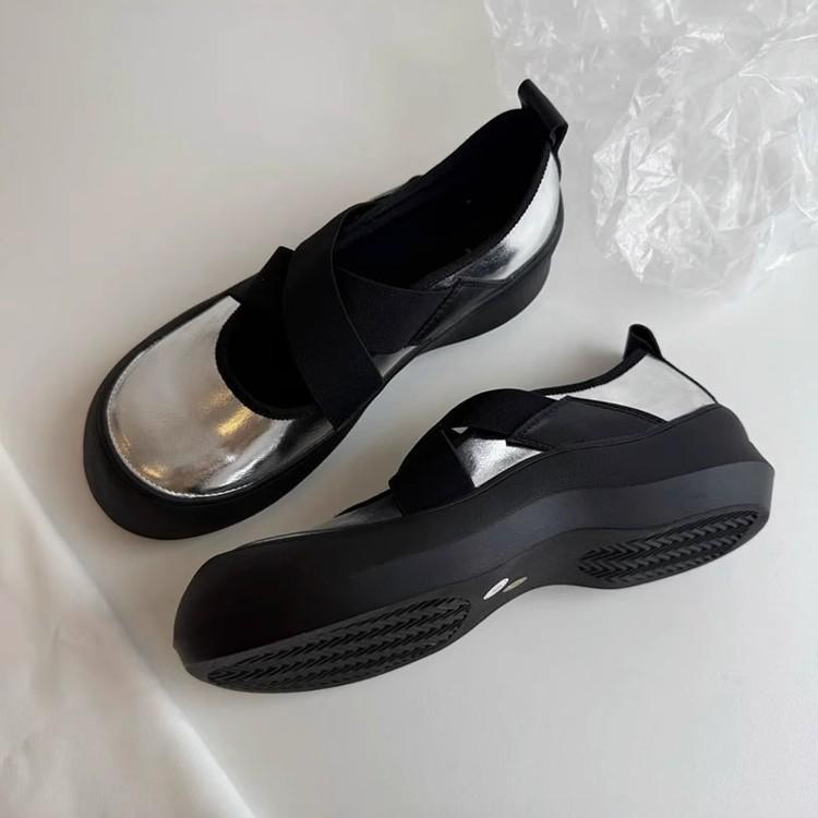 Soft Leather Version~ Silent Platform Sports Style Loafers Women's 2025 New Cross-elastic Mary Jane Shoes Single Shoes