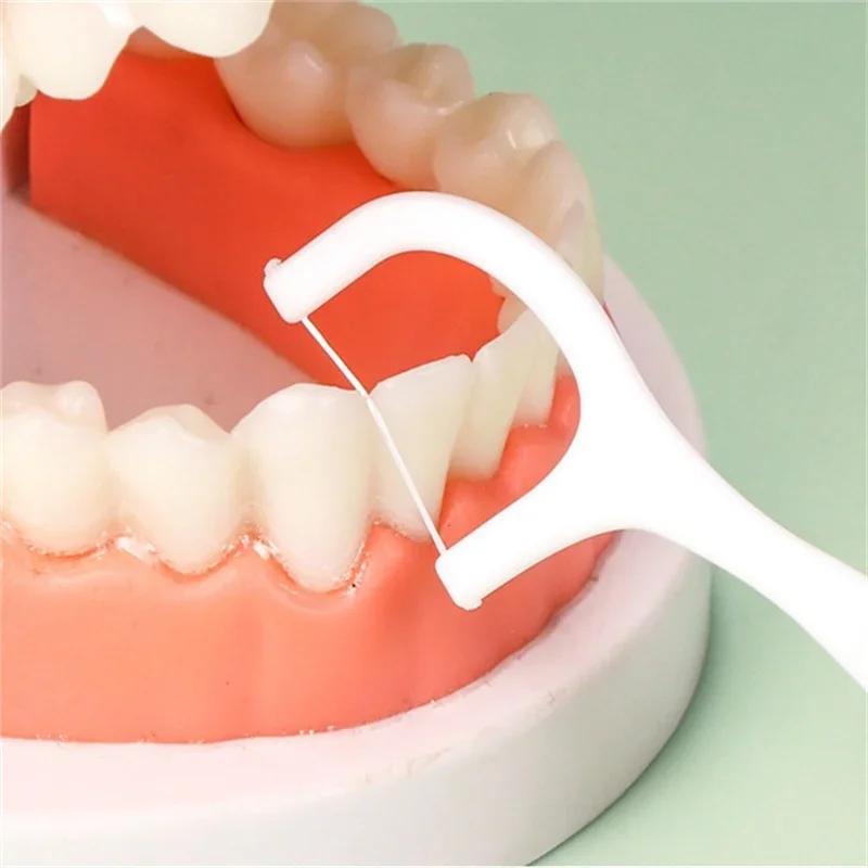 50/100/150/250/500pcs Portable Disposable Dental Floss Plastic Toothpick High-tension Dental Floss Stick Dental Box Oral Care