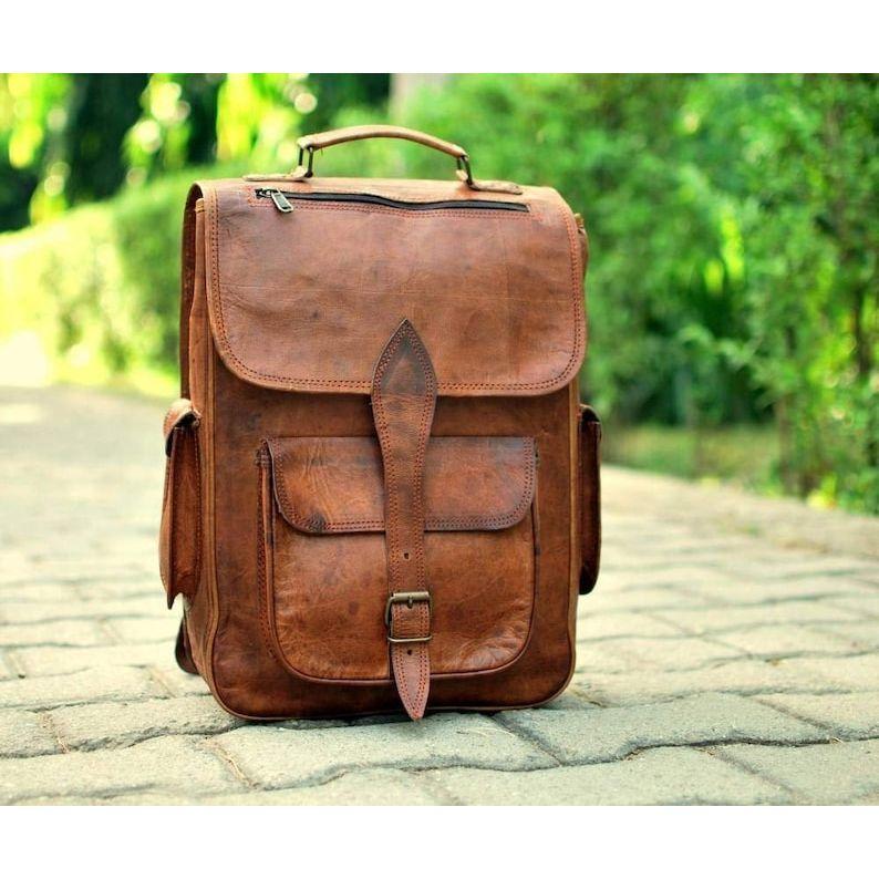 Kožený batoh na notebook pro muže a ženy, Cestovní batoh, Turistický batoh, Studentský batoh, Batoh na batoh Vánoční dárek