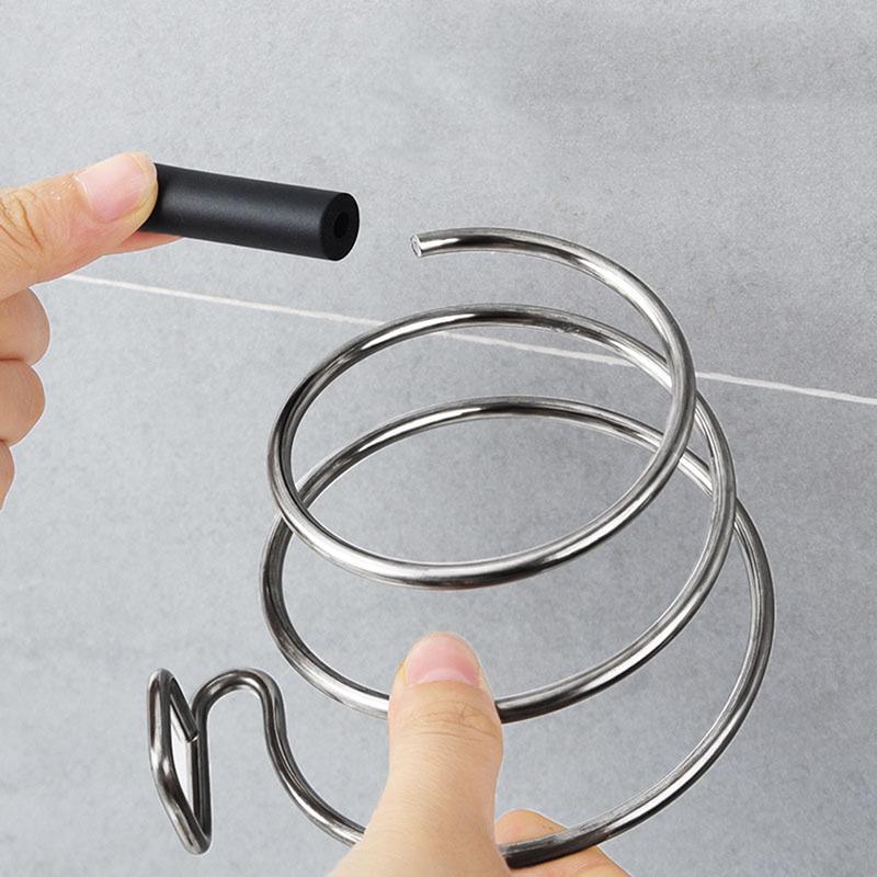Adhesive Wall Mount Hair Dryer Holder Rack Blower Organizer Shelf Spiral Stand