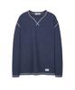 IL CORSO Pin Slub Waffle Long Sleeve T-Shirt Blue