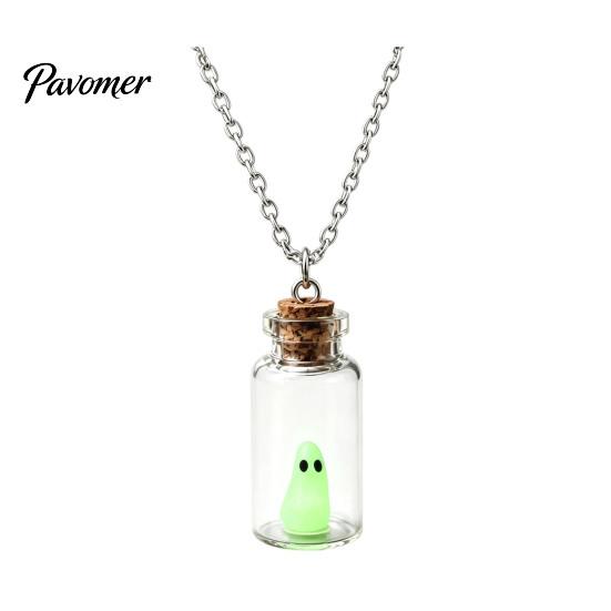 Halloween Party Decoration Ghost in Bottle Necklace, Glow The Dark Surprising Birthday Gift Charm Jewelry, Adopt A Ghost/Cat/Dog Pendant Necklace for