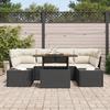 VidaXL Ensemble de salle à manger de jardin 7 pièces avec coussins en poly rattan noir et acacia 3349914