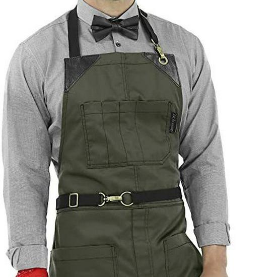 Unisex Latzschürze mit gekreuzten Trägern für Holzbearbeitung, Elektriker, Cafés und Floristen mit individuellem Logo