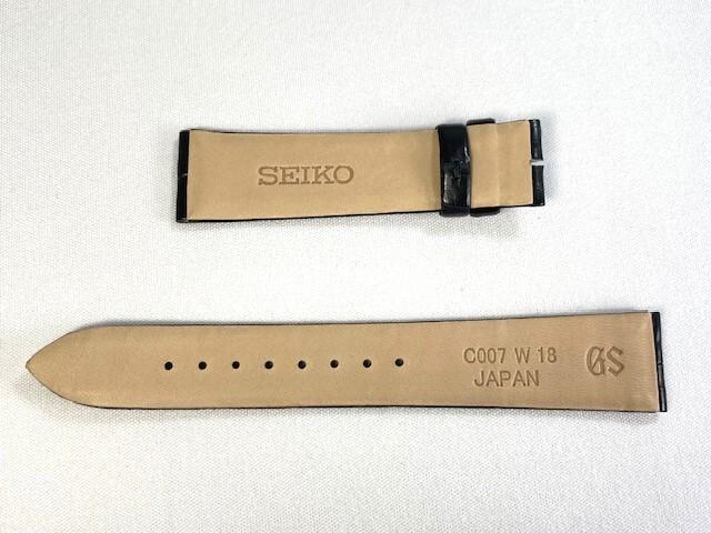 C007024J9 SEIKO Grand Seiko 18mm Leather for and other models Strap, Crocodile, Black, SBGW047/ 9S64-00G0