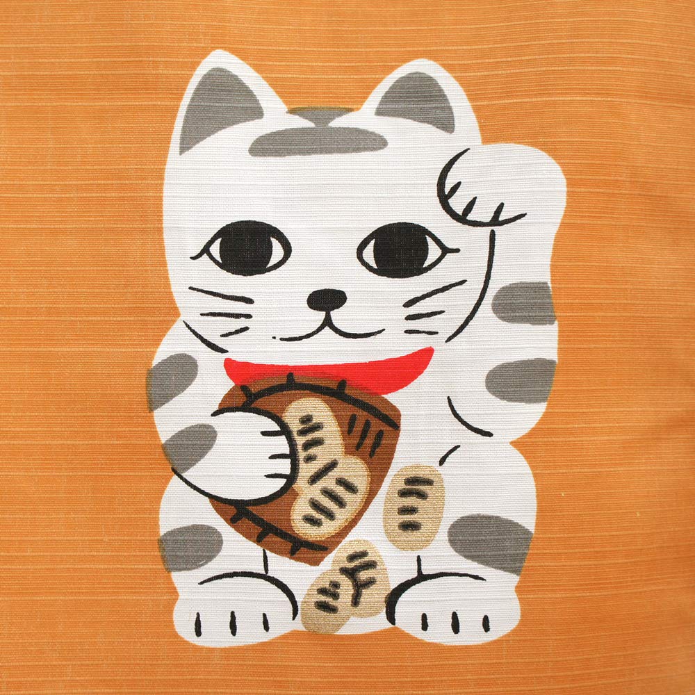 Noren Kobo Japonský vzor Kočka 85 cm Široký x 90 cm Maneki Neko Krátký 3013 Závěs, Dlouhý, (Šťastná kočka), Délka, Žlutá,