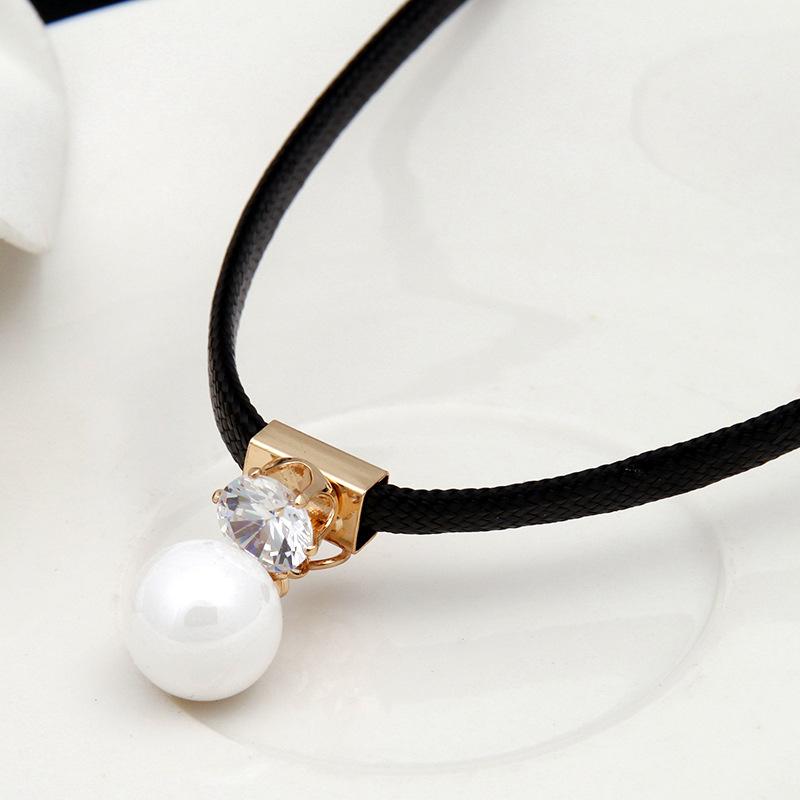 Ruili Pearl Neck Ring Retro Collar Women's Japan and Korea Harajuku Pendant Leather Short Neck Chain Trend Accessories