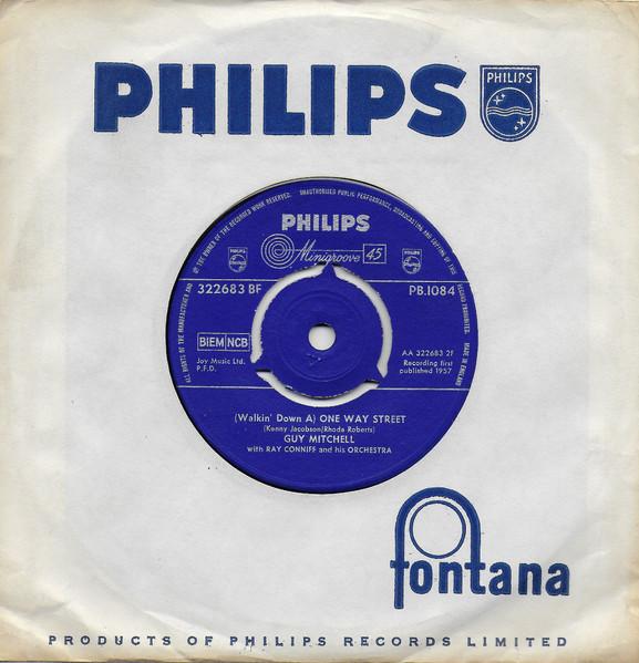 

7inch Record GUY MITCHELL - (Walkin Down A) One Way Street PB1084,322683BF PHILIPS 1960 UK Pop Used