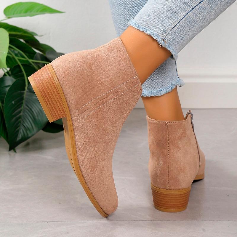 New Style Women Short Boots Fashion Pointed Toe Chunky Heel Work Leopard Red Ankle Shoes Goth Cowboy Pumps Comfort Women Boots