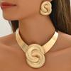 Exaggerated Personality Design Geometric Twisted Necklace Versatile Threaded Earrings Set High-End Feel