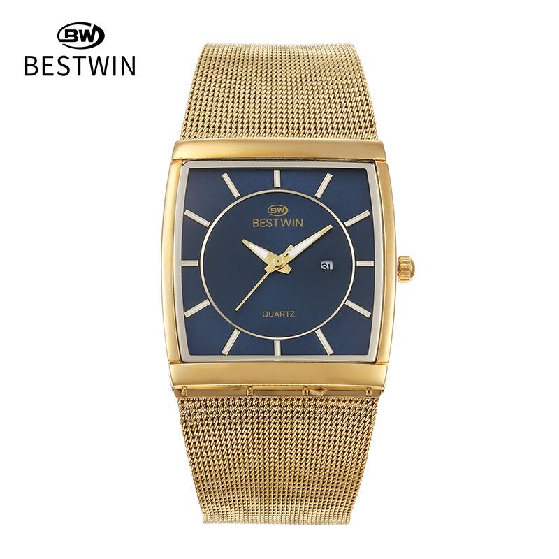 Fashion Ultra-thin Square Watch Male Internet Celebrity Mesh Belt Male Watch Quartz Watch Wristwatch