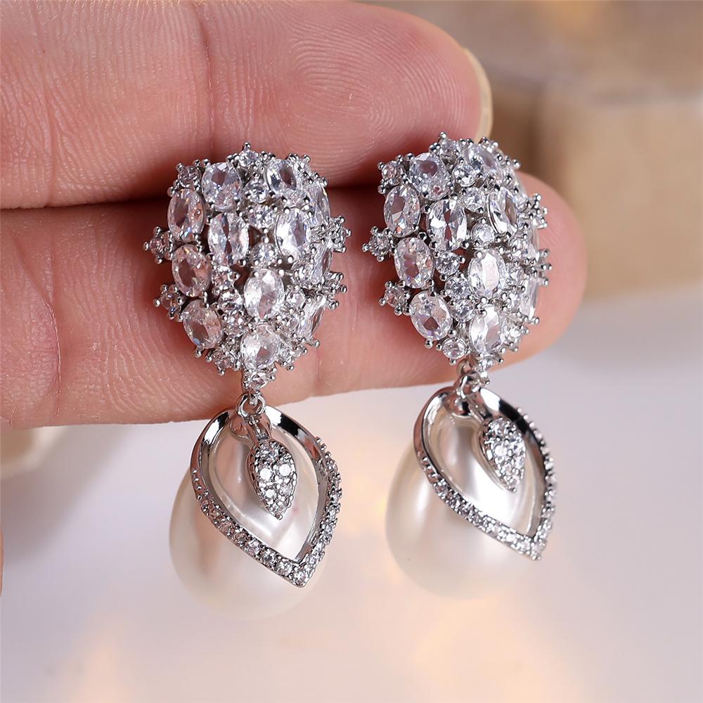 Роскошные Женские Маленькие Белые Цирконы Жемчуг Гвоздики Серьги Винтажный Золотой Цвет Свадебная Вечеринка Подарок Для Женщин