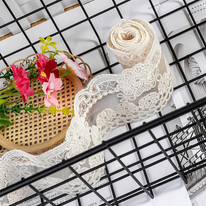 4Meter/lot 6-9cm Width Ecru Mesh Lace Embroidery Trim Kids Dress Home Textile Curtain Lace Accessories
