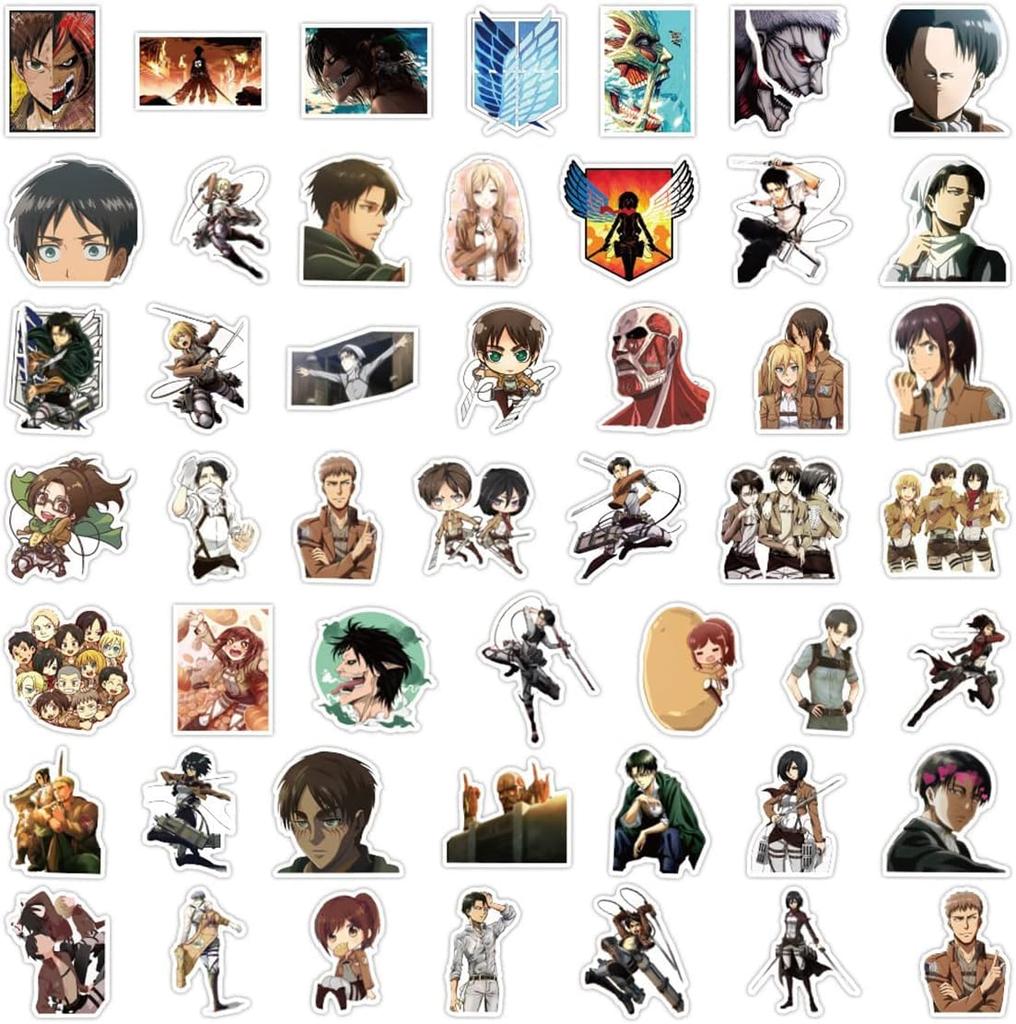 50 Attack on Titan Movie Cute Moe Popular Cute Diary Suitable for Stickers, Waterproof, Stickers, Decorations, Merchandise, Anime, Set, Helmets, etc.