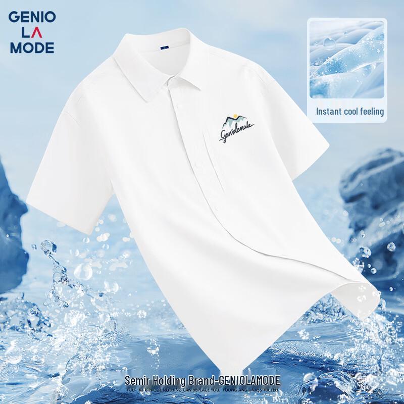 GENIOLAMODE Men s Ice Silk Short Sleeve Polo Shirt XL
