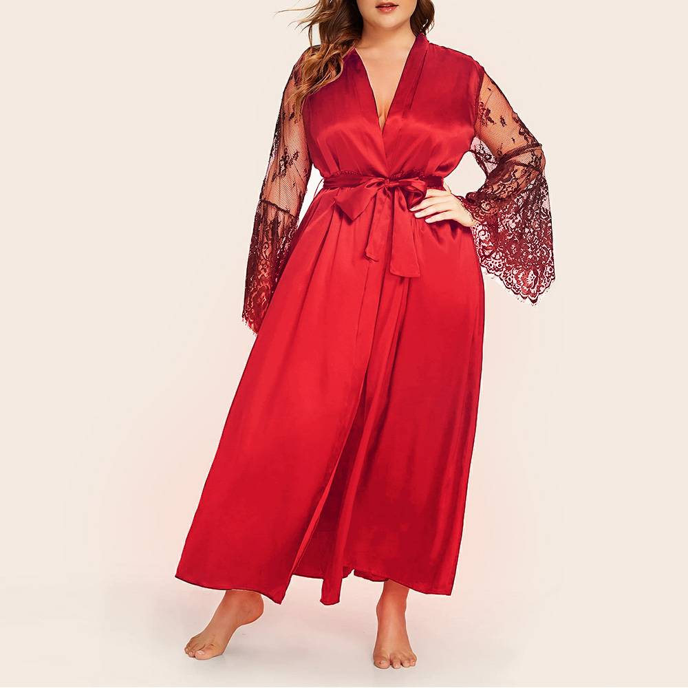 Buy Sexy Womens Silk Satin Lace Dressing Gown Bath Robe Nightwear Kimono  Plus Size at affordable prices  free shipping, real reviews with photos   Joom