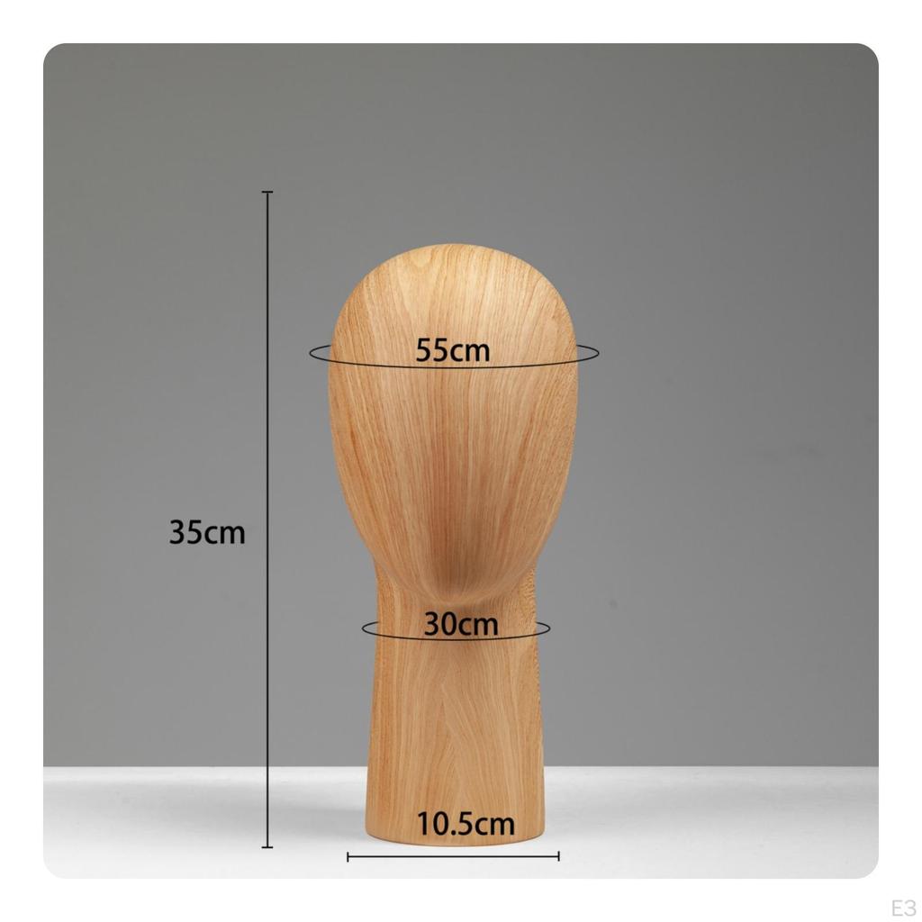 Mannequin Head Wooden BaseGrain Finish Hairpiece Display Tabletop Hat Stand Wood Grain