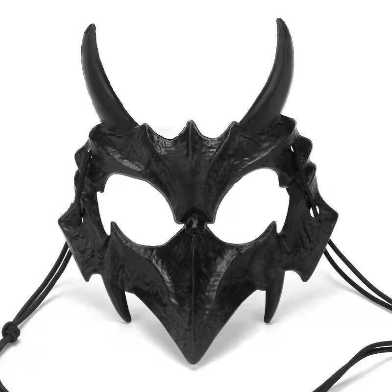 Halloween Halbgesichtsmaske - Schwarzer Tiger Yaksha Tengu Werwolf Cosplay