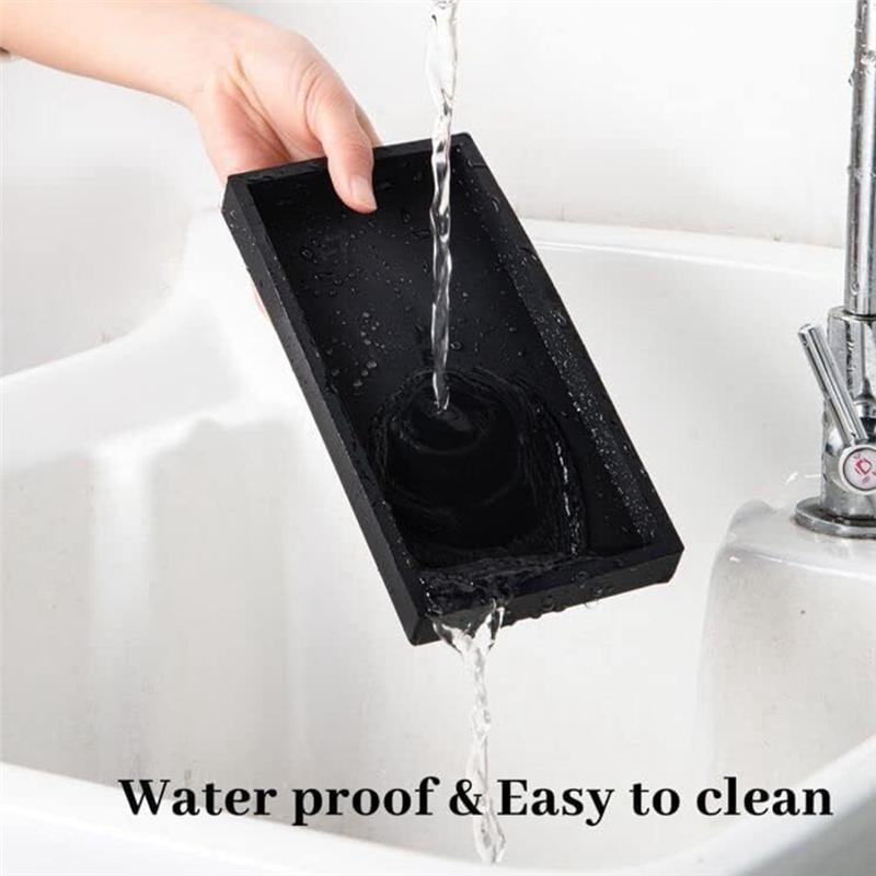 

AEE2-Countertop And Vanity Tray 8X4inch Silicone Soap Dispenser Tray, Sink Tray For Soap Bottles, Key Trinket Ring Tray Durable серый