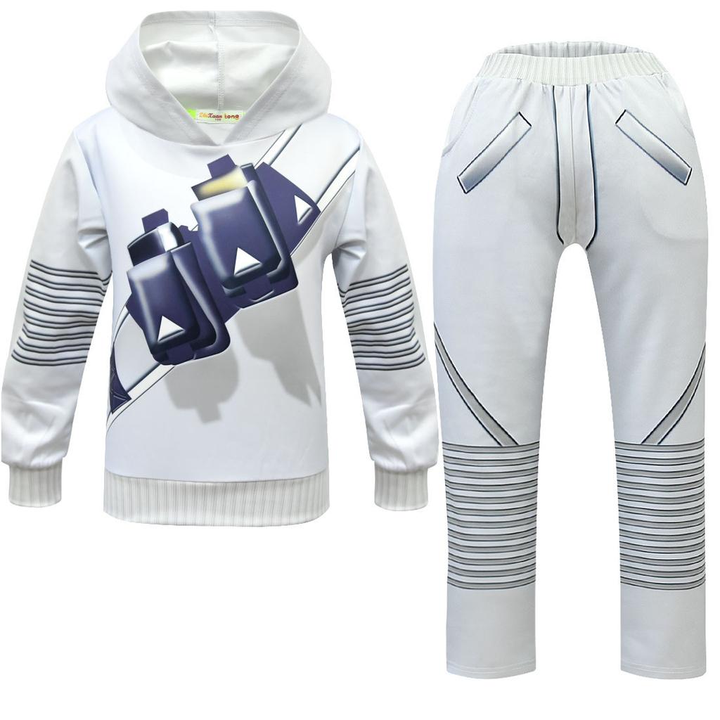 Set Felpa con Maniche Lunghe Pantaloni Maschera Copricapo DJ Marshmello per Bambini e Bambine Costumi Cosplay di Halloween Vestito per Giochi di Ruolo