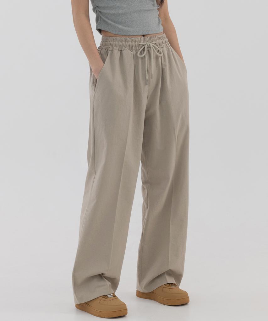 PIANER Linen-Like Semi-Wide Pants (Beige)