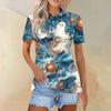 Women's Fashion Casual Lapel Short Sleeve Printed Shirt Women's Button Up Tops