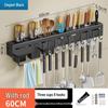 Wall-Mounted Carbon Steel Multifunctional Knife and Cutlery Storage Rack, Punch-Free Installation