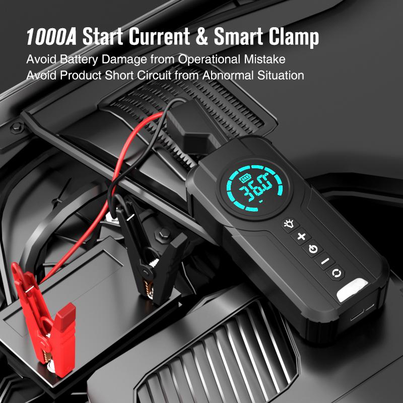Auto Luftpumpe 4 In 1 Auto Reifen Inflator mit Starthilfe Tragbare Luft Kompressor Power Bank Starter Starten Beleuchtung
