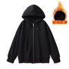 Women's Hood Collar Long Sleeve Zip Up Hoodie Loose Fit Minimalist Sweatshirt Jacket