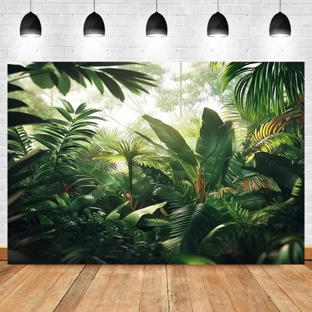 Tropical Rainforest Photography Backdrop Forest Jungle Green Tree Background Natural Scenery Party Decoration Photo Studio Prop