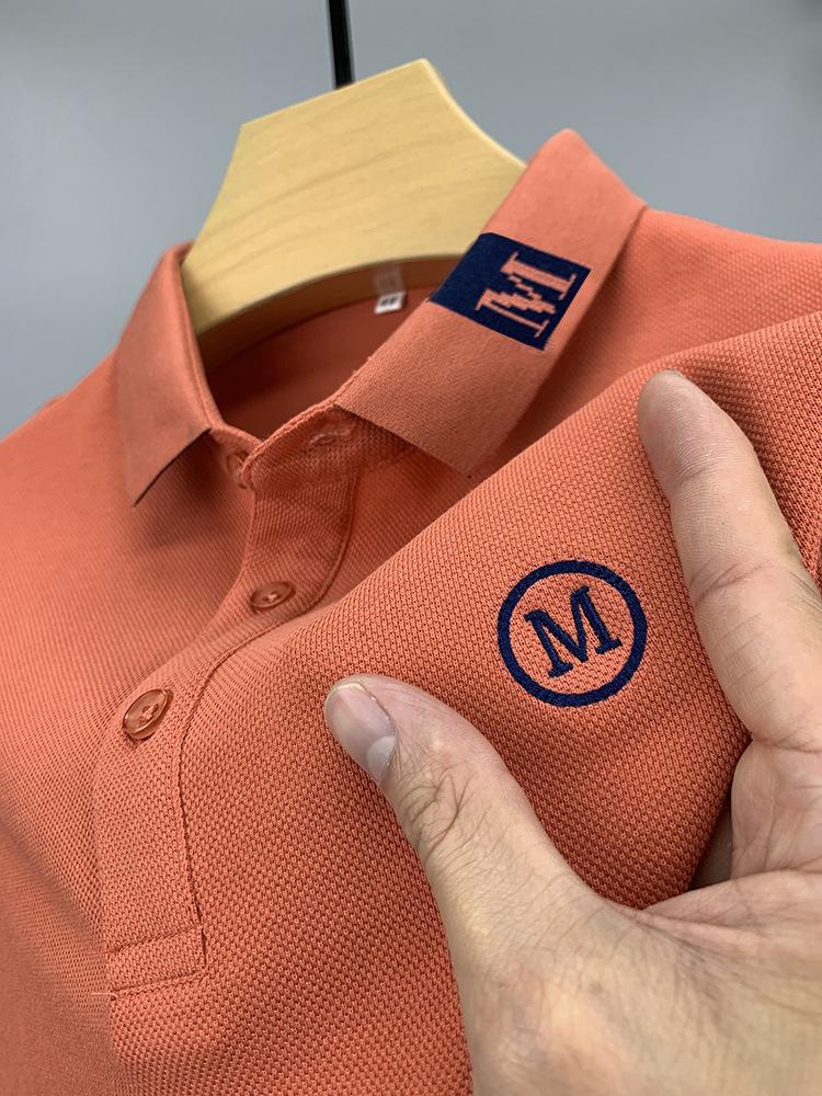 High-End Embroidered Men's Cotton Polo Shirt: Summer Short-Sleeved Lapel Design