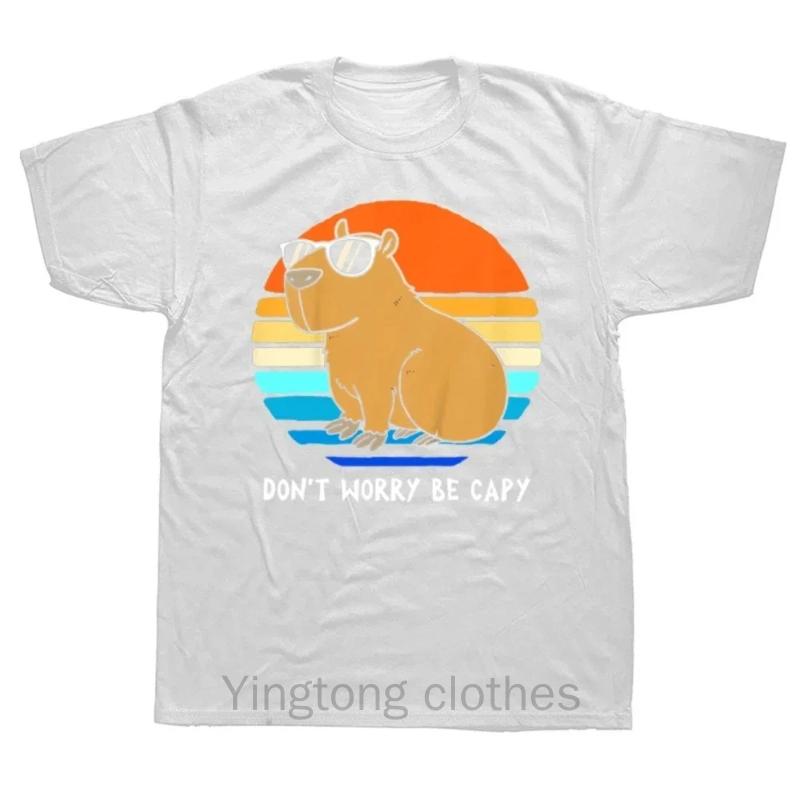 Retro Lustiges Capybara Mach dir keine Sorgen Sei Capy Capibaras T-Shirts Grafik Streetwear Kurzarm Geburtstagsgeschenke T-Shirt Grafik Y2K