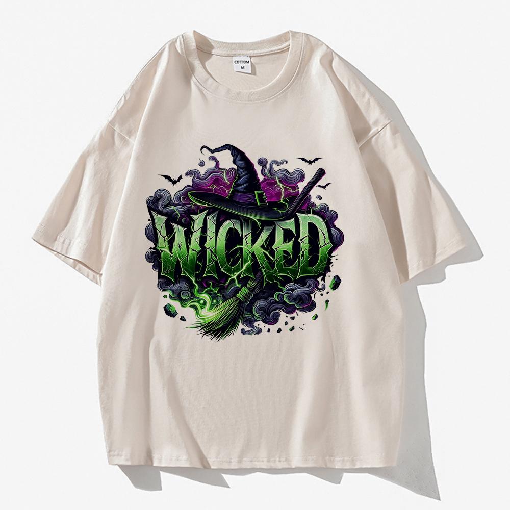 Movie Wicked T Shirt Fashion Men Aesthetic Elphaba Glinda Shiz University T-Shirt Unisex High Quality Casual Cotton Tees Shirts S