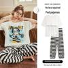 Summer Cotton Pajama Set for Women: Short Sleeve, Long Pants, Cute Design for Teens, Perfect for Spring and Summer.