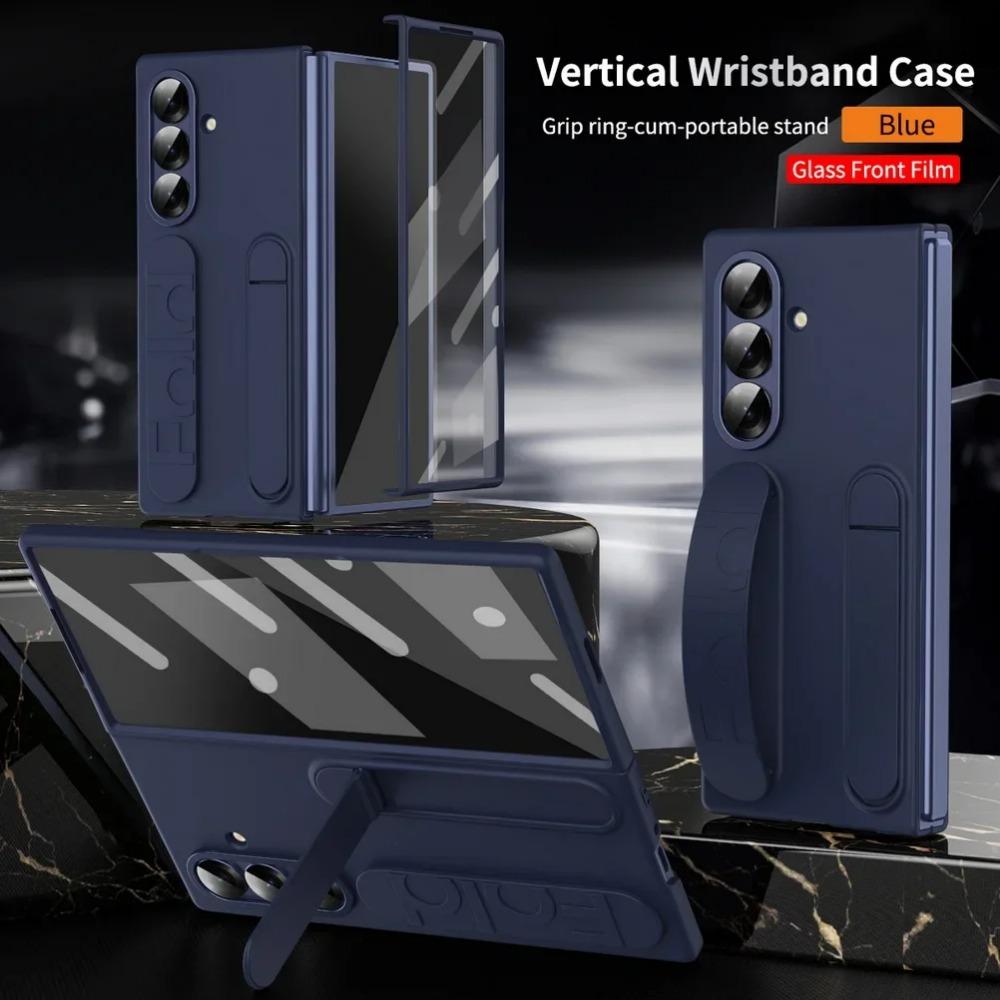 Lyxigt handledsband Bärbar stativhållare Multifunktionellt phone case för Samsung Z Fold 7 6 5 4 3 Stötsäkert Skyddande baksidesskydd