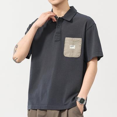 New Summer Men's Short-sleeved Heavy 250g Heavy Knitted Wash Water Men's Short Shirt