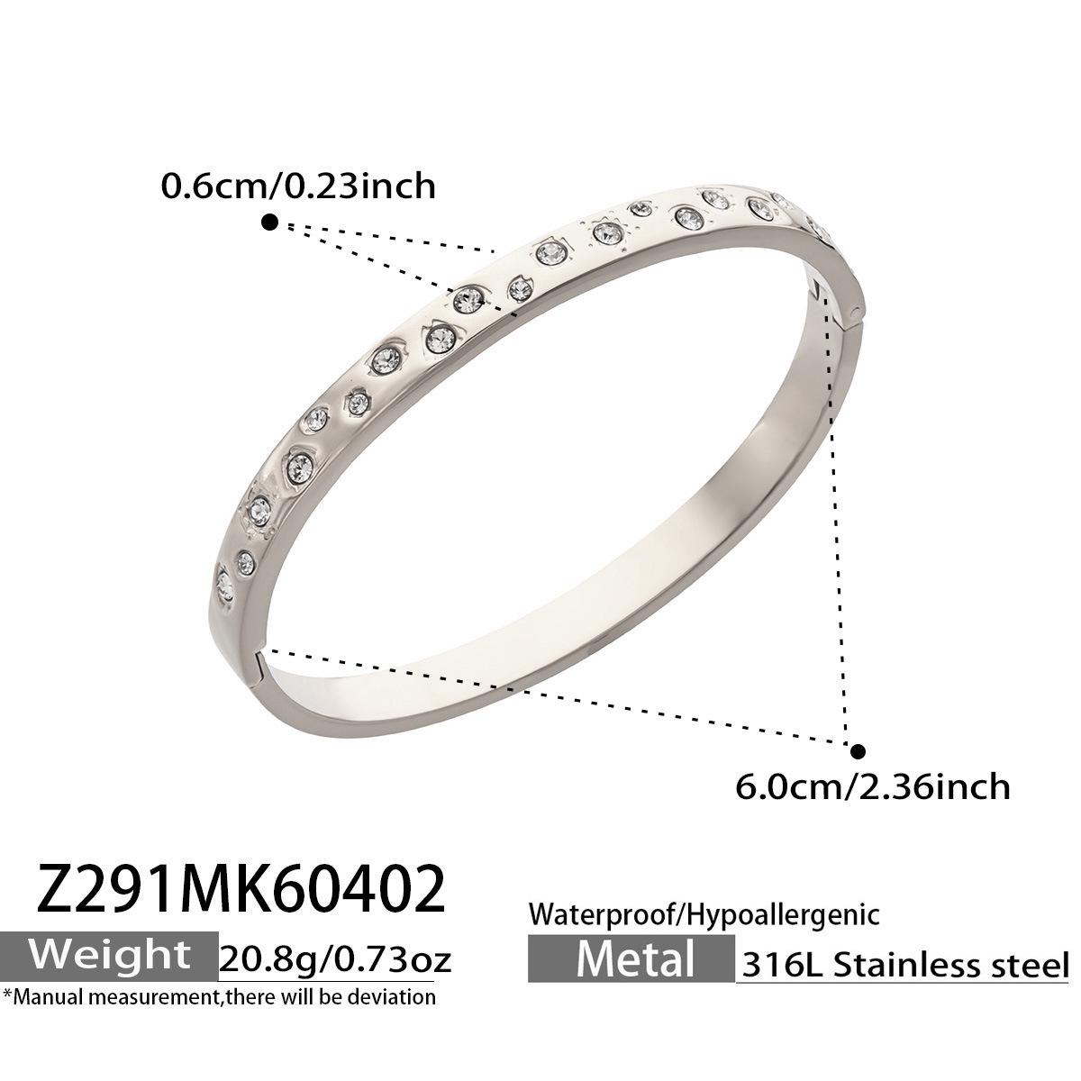European & American 18K Gold Geometric Zircon Bracelet - Stainless Steel, Light Luxury, Hot Style