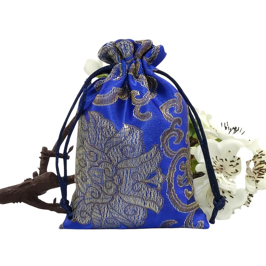 12pcs Traditional Chinese Jewelry Pouches with Drawstring-Multi-Layer Portable Brocade Bags for Beads&Bracelets,Decorative Pouch