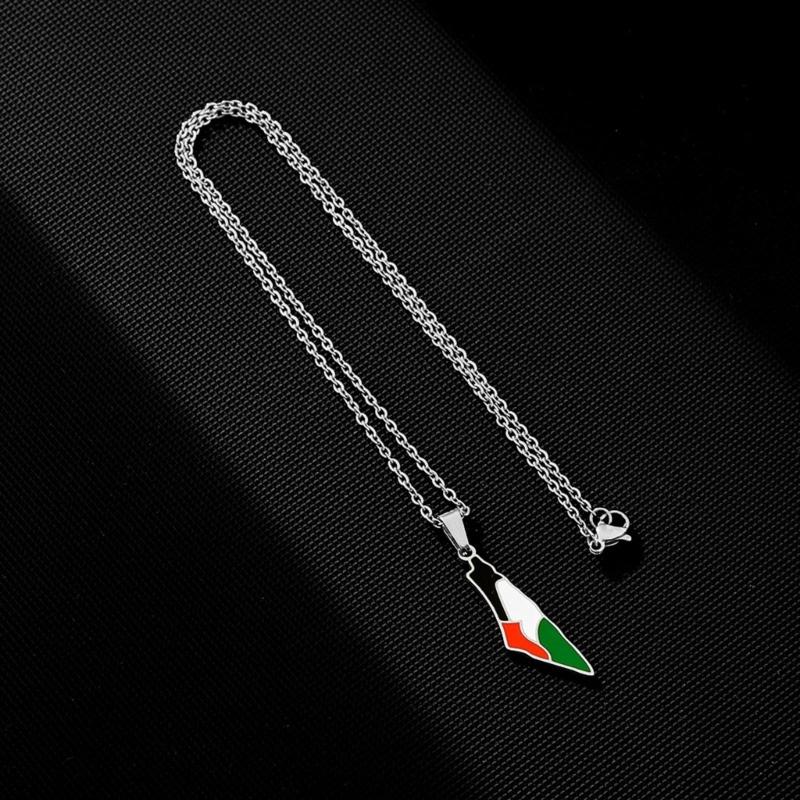 Unique ISR Map Pendant Necklace PLE Adjustable Chain Necklace Stainless Steel Material Suitable for Fashionable Outfits